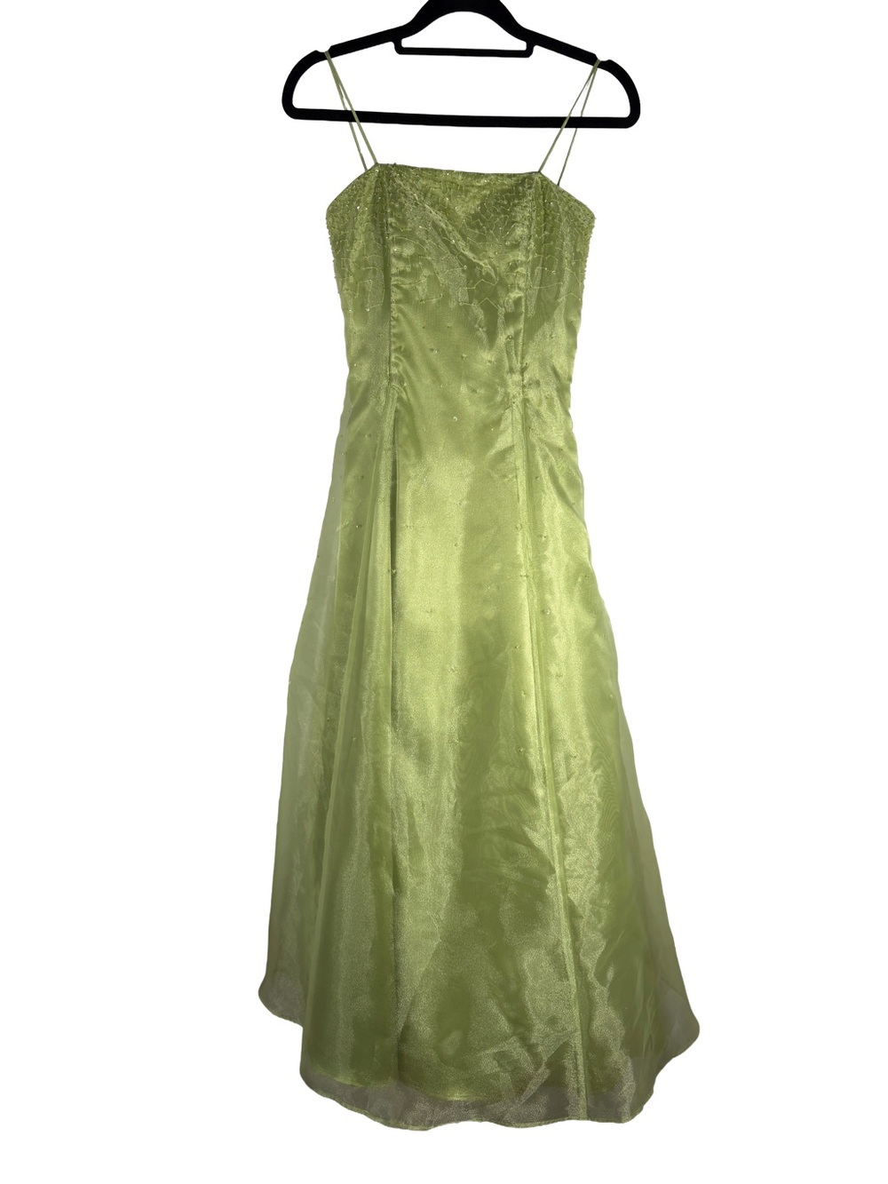 Vintage Y2K Jessica McClintock Gunne Sax Green Beaded Formal Dress Size 1